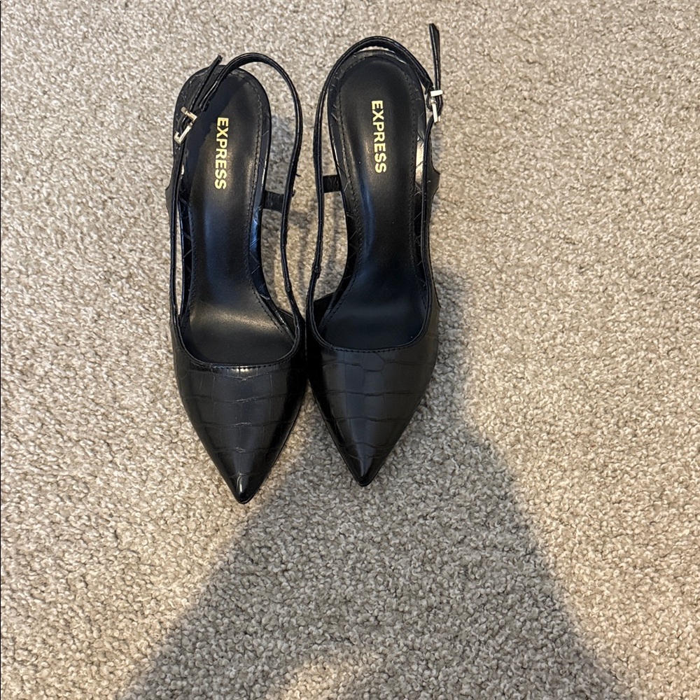Express Elegant Black Slingback Heels